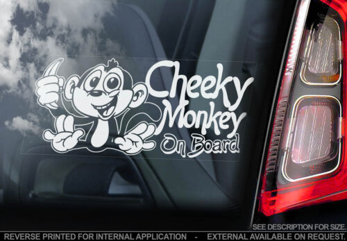 Child Cheeky Monkey On Board PERSONALISE: Baby Kids... Car Window Sticker 