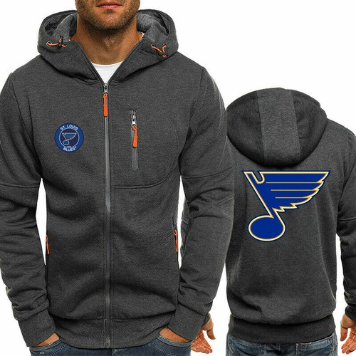 New St Louis Blues Fans Hoodie Hooded Full-zip Jacket Sweatshirt Warm Coat Top