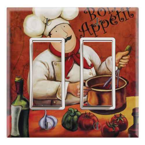 Bon appetit Fat chef cuisine-Graphiques Art Toggle//rocker//GFCI//Outlet Plaque Murale