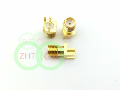 100Pcs brass Gold SMA female jack solder PCB clip edge mount RF connector 