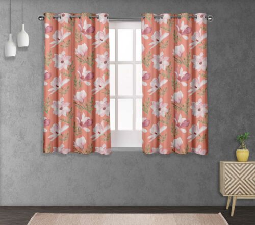 S4sassy Leaves & Magnolia Living Room Eyelet Curtain Drapers-FL-744V 