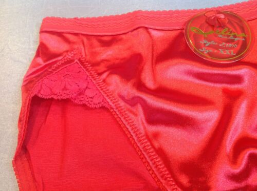 Women Panties Briefs Bikinis SELINA Size XXL Red Satin Silky W//Net /&Decoration