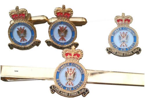 Lapel Badge Tie Clip Royal Air Force Bomber Command RAF Gift Set Cufflinks 