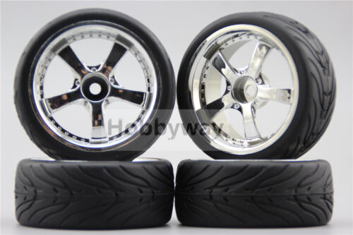 4x RC 1/10 Soft Rubber Touring Car Tire Tyre Wheel Rim 3mm Offset 10289 +Tire 3 