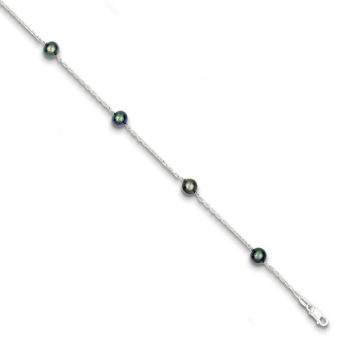 Sterling Silver 7.5in /& Peacock Fresh Water Cultured Pearl Bracelet//Wt-1.19g