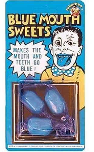 Blue Mouth Sweets Funny Childrens Tricks Evil Joke Sweets Party Bag Fillers