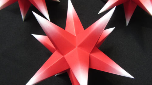 3D Adventsstern 3x kleine Sterne rot weiß innen-SET Weihnachtsstern Erzgebirge