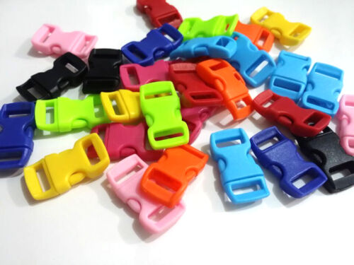 100pcs 3//8/" Curved Side Release Plastic Buckle  for Paracord Bracelet Mixed