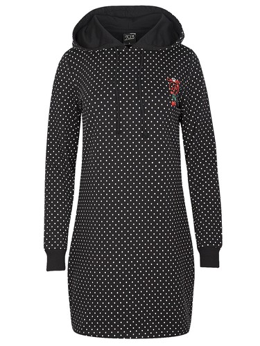 Pussy Deluxe CHERRIES Dots Hooded Sweatkleid Noir