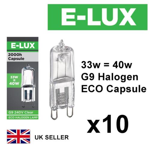 10 x G9 40v 33w=40w DIMMABLE ECO HALOGEN ENERGY SAVING bulbs Capsule