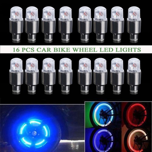 16X Wheel Lamp Tire Tyre Valve Cap Neon LED Flash Light For Bike Car Motorcycle