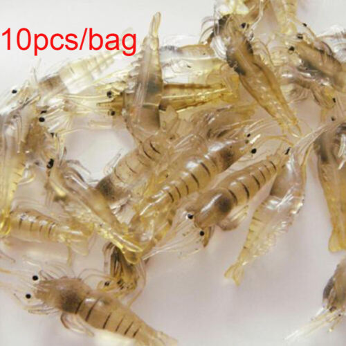 Soft Luminous Prawn Lure Sea Fishing Shrimp Fake Bait Hook Worm Silicone