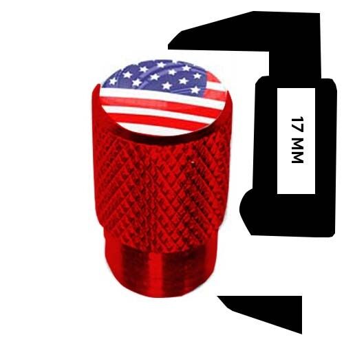 028 2 Red Billet Knurled Tire Valve Cap Motorcycle CHROME SKULL