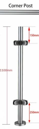 10mm Quality Clamps Brushed Stainless Steel Balustrade Posts 316 Marine Grade 