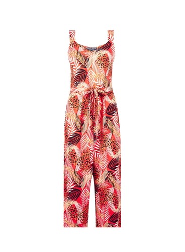 Dorothy Perkins Womens Red Tropical Print Wide Leg Jumpsuit Strappy Top