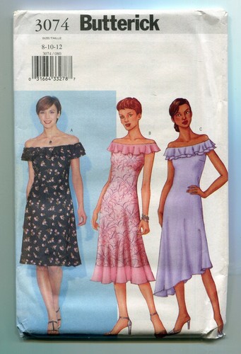 Butterick Pattern 3074 Misses Dress Close Fitting Sleeveless A-Line 8-12 Uncut