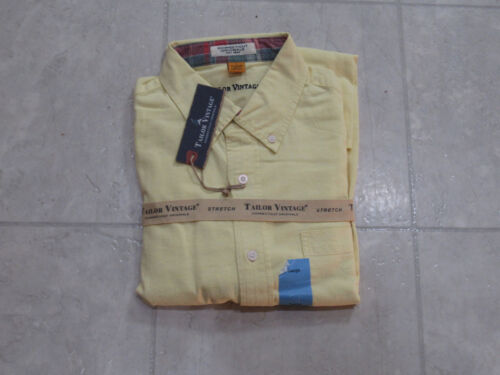 NWT Tailor Vintage Mens L//S Oxford Button Front Shirt-Color-Yellow-Size-LG