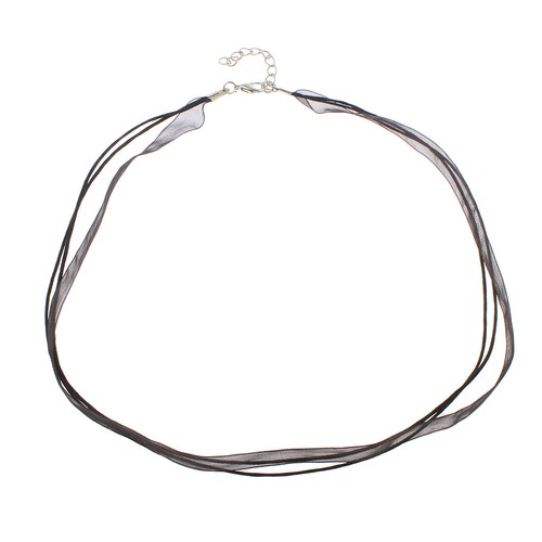 10 Schwarz Organza mit Wachsband 44cm Halsband Schmuckband Halskette C178