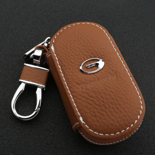 Genuine Leather All Car Logo Key Chain Coin Holder Zipper Case Remote Wallet Bag