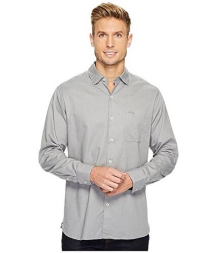 Tommy Bahama Capeside Herringbone Pebble Grey 100% Cotton Shirt 2XLT NWT L/S 