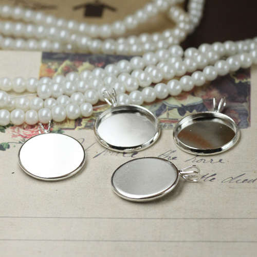 20PCS Bright silver 18mm round cabochon settings pendant blanks #23132