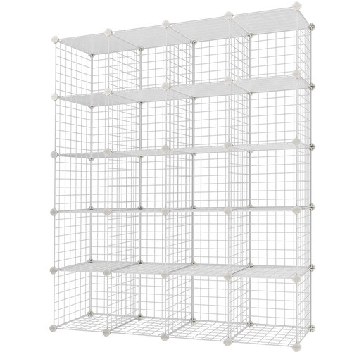 Wire Cube Storage Origami Shelves Metal Grid Modular Cubbies Organizer Bookcase