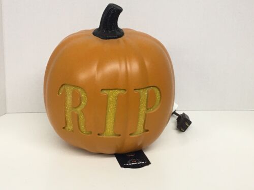 10/" Halloween Lighted Pumpkin RIP Decoration Outdoor-Indoor comes w// Light Bulb