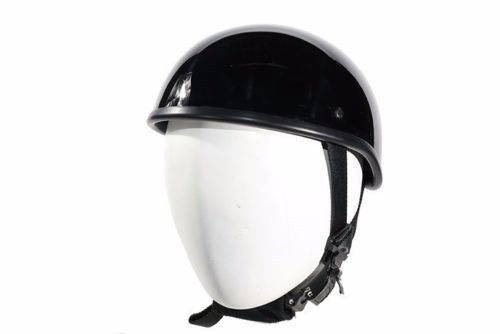 Gladiator Shiny Half Novelty Harley Motorcycle Helmet Skull Cap  Black Skid Lid