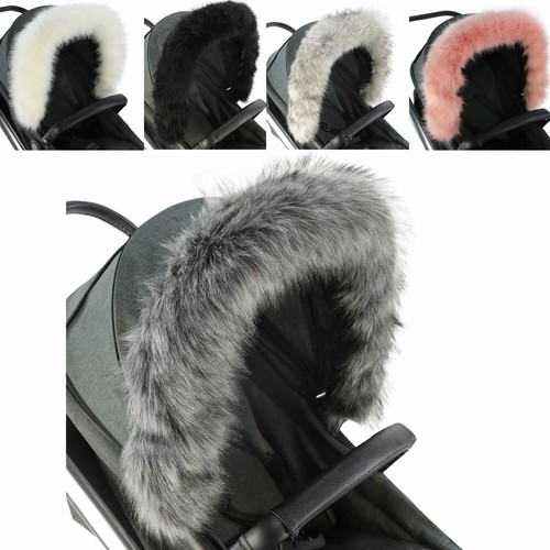 Pram Fur Hood Trim Attachment For Pushchair Compatible with Aubert