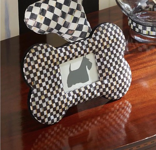MacKenzie-Childs Courtly Check Dog Bone Frame 100/% Poly Silk-Dupioni 5/" x 8/"