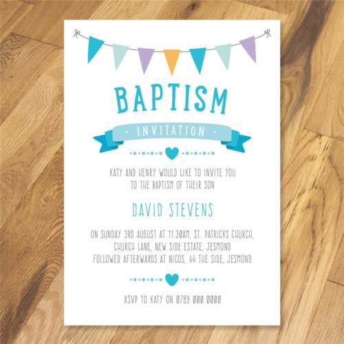 Personalised Christening Naming Day Baptism Party invitations girl boy options 