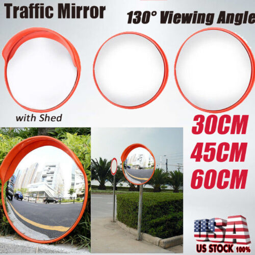 30/45/60cm Wide Angle Security Curved Convex PC Traffic Mirror Driveway Safety