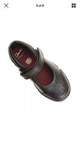 Clarks Mini Sky Black Leather Girls Velcro School Shoes IN Various Sizes