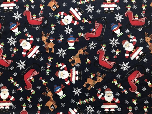 Feliz Navidad Santa FQ cuarto Gordo Tela Reno Trineo 100/% Algodón Acolchado