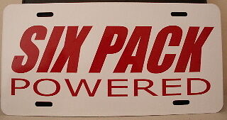 SIX PACK POWERED LICENSE PLATE 440 A12 ROAD RUNNER WHT