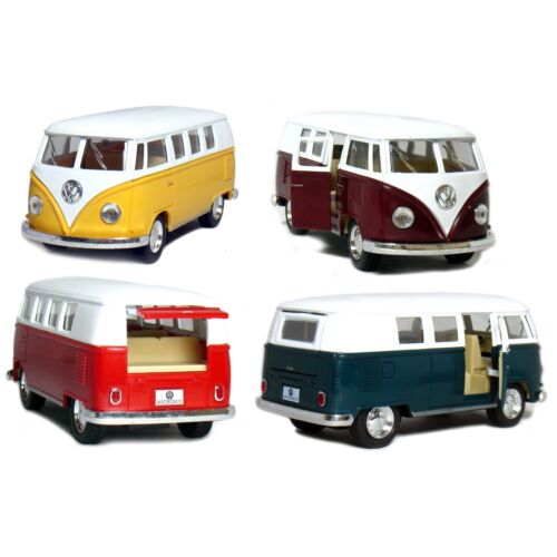Set of 4:5/" Classic 1962 Volkswagen Van 1:32 Green//Maroon//Red//Yellow bus diecast
