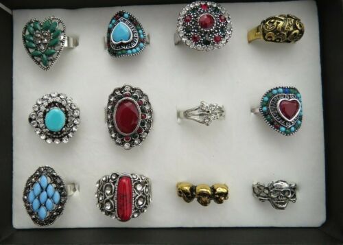 Wholesale Job Lot 12 36 50 75 Rings with Free Display Box Silver Gold Plated