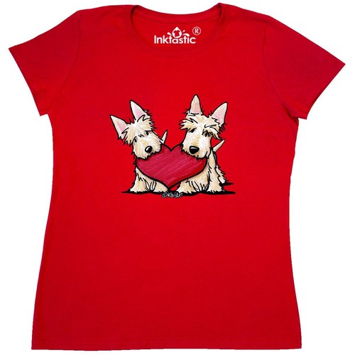 Inktastic Heartfelt Scottie Duo Women/'s T-Shirt KiniArt Scottish Terrier Dogs