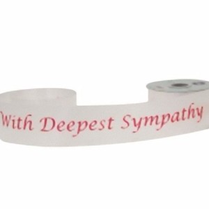sympathy ribbon funeral floristry worded deepest sentiment 4m 2inch wide piece