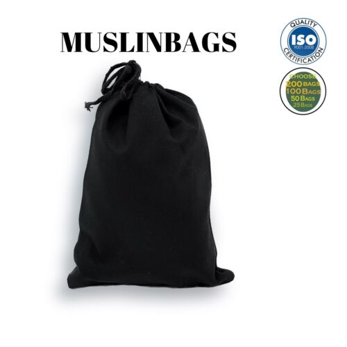 5/"x7/" inches BLACK Drawstring bags *Eco friendly* Durable Choose Quantities