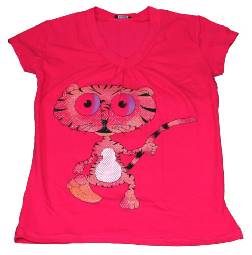 in grau oder pink Damen T-Shirt Größe S mit Katzen Motiv Shirt NEU