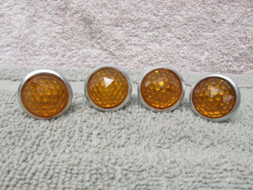 bikes 1" AMBER JEWEL DOME cars for license plates 4 VINTAGE REFLECTORS 