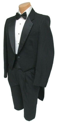 Men's Black Raffinati Tuxedo Tailcoat with Pants Damaged Discount Costume 40R 