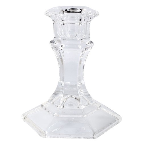 2x Clear Glass Hexagonal Taper Candle Holders For Weddings Florists Caterers 4/"