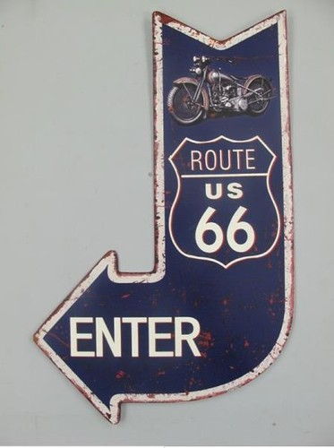 Wandschild Eisen Route 66 Enter H.40x25cm antik Vintage Deko Nostalgie Geschenk