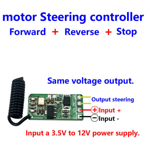 RF wireless remote control switch 433mhz 3.7v 5V motor Forward Reverse steering 