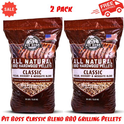2 pack 30 lb Resealable Bag Pit Boss Classic Blend BBQ Grilling Pellets 