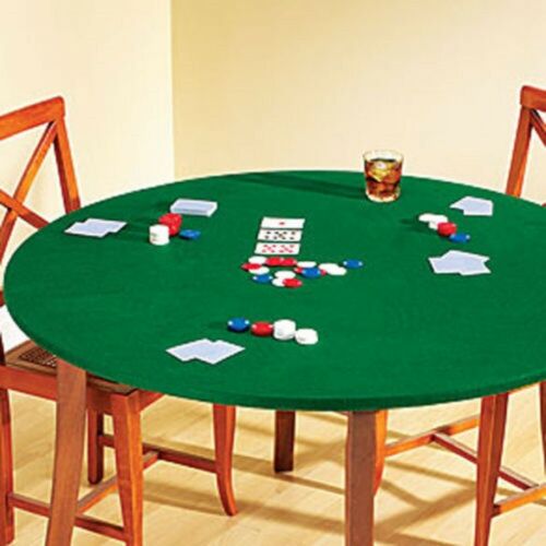 Fitted Round Elastic Edge Solid Green Felt Table Cover for Poker Puzzles Boar...