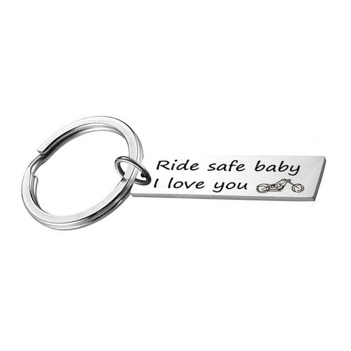 Ride Safe Biker Keychain Motorcycle Boyfriend Husband Rider Key Ring Keyring