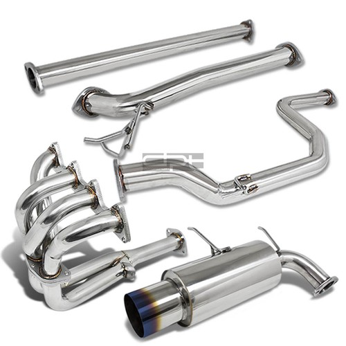 SS CATBACK EXHAUST MUFFLER 4.5/"BURNT TIP+MANIFOLD HEADER FOR 90-91 INTEGRA DA DB